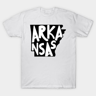 Arkansas Doodle Letters Map Outline-black and white bw T-Shirt